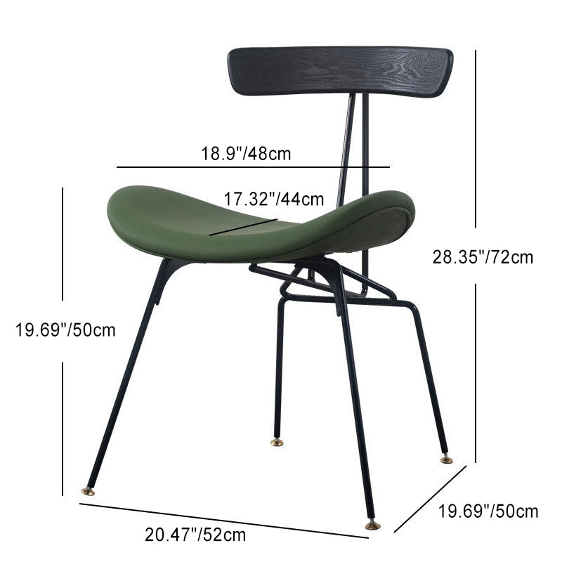 Contemporary Luxury PU Leather Upholstered Metal Legs Curved Dining Chair Backrest For Dining Room