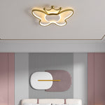 Contemporary Nordic Kids Iron Aluminum Silica Acrylic Butterfly LED Flush Mount Ceiling Light For Bedroom
