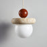 Traditional Japanese Wabi Sabi Solid Wood Travertine Round 1-Light Pendant Light For Living Room