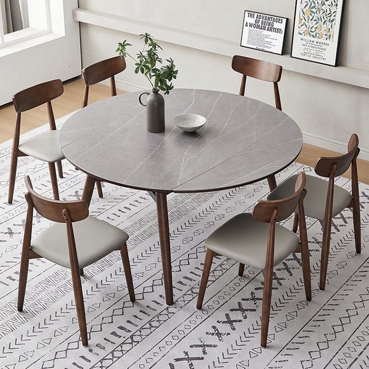 Modern Minimalist Round Square Slate Wood Dining Table Foldable Four Legs For Dining Room