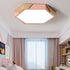 Contemporary Scandinavian Hexagonal Wood Grain Iron LED Flush Mount Ceiling Light For Bedroom