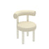 Contemporary Nordic Round Leather Iron Frame Vanity Stool Arc Back For Bedroom