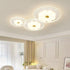 Traditional French Pastoral Floral Combination Acrylic Iron LED Flush Mount Ceiling Light For Living Room