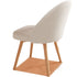 Contemporary Nordic Curved Fabric Upholstered Wood Legs Vanity Stool Backrest For Bedroom