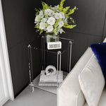 Modern Minimalist Rectangular Acrylic End Table 2-Tier For Living Room