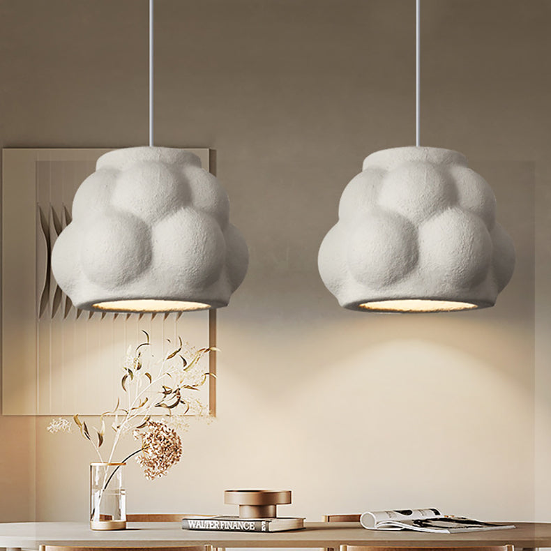 Traditional Japanese Wabi-Sabi Imitation Cement Texture Bubble Shade 1-Light Pendant Light For Living Room