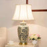 Traditional Vintage Vase Shaped Fabric Ceramic 1-Light Table Lamp For Bedroom