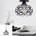 Modern Minimalist Round Dome Iron Crystal 1-Light Semi-Flush Mount Ceiling Light For Living Room