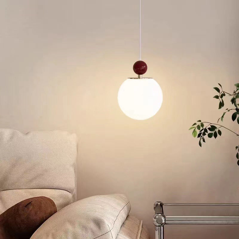 Modern Minimalist Round Ball Iron Glass 1-Light Pedant Light For Bedroom