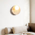 Traditional Japanese Wabi-Sabi Yellow Travertine Circle 1-Light Wall Sconce Lamp For Bedroom