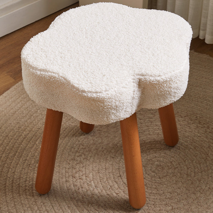 Contemporary Creative Cloud Clover Wood Lambswool Foam Chair Four Legs For Living Room