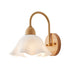 Contemporary Creative Wood Ceramic Flower Shade 1-Light Wall Sconce Lamp For Living Room