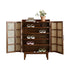 Traditional Vintage Rectangular Rattan Solid Wood Hardware Shoe Storage 5-Tier For Entryways