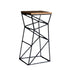 Contemporary Industrial Iron Wood Geometric Frame Square Bar Stool Footrest For Dining Room