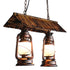 Traditional Farmhouse Horse Lamp Iron Bamboo Glass 2-Light Island Light Chandelier For Dining Room