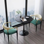 Modern Luxury Square Cushion Leather Metal Sponge Dining Chair Backrest Armrest For Dining Room