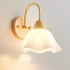 Contemporary Nordic Wood Acrylic Iron Flower Ball 1-Light Wall Sconce Lamp For Bedside