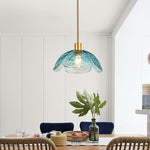 Contemporary Creative Petal Glass Design Brass 1-Light Pendant Light For Bedroom