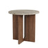 Traditional Vintage Round Rectangle Cross Base Natural Travertine Wood Coffee Table For Living Room