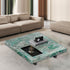 Modern Simplicity Square Slate Stainless Steel Wood Coffee Table 1-Tray For Living Room