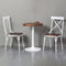 Contemporary Industrial Leather Wood Iron Square X Shape Back Dining Chair & Table Set For Dining Room