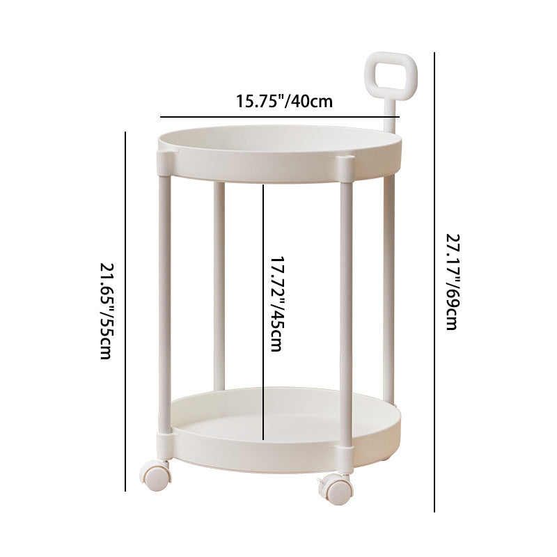 Modern Minimalist Round Plastic Coffee Table Rotating Two Tier For Living Room