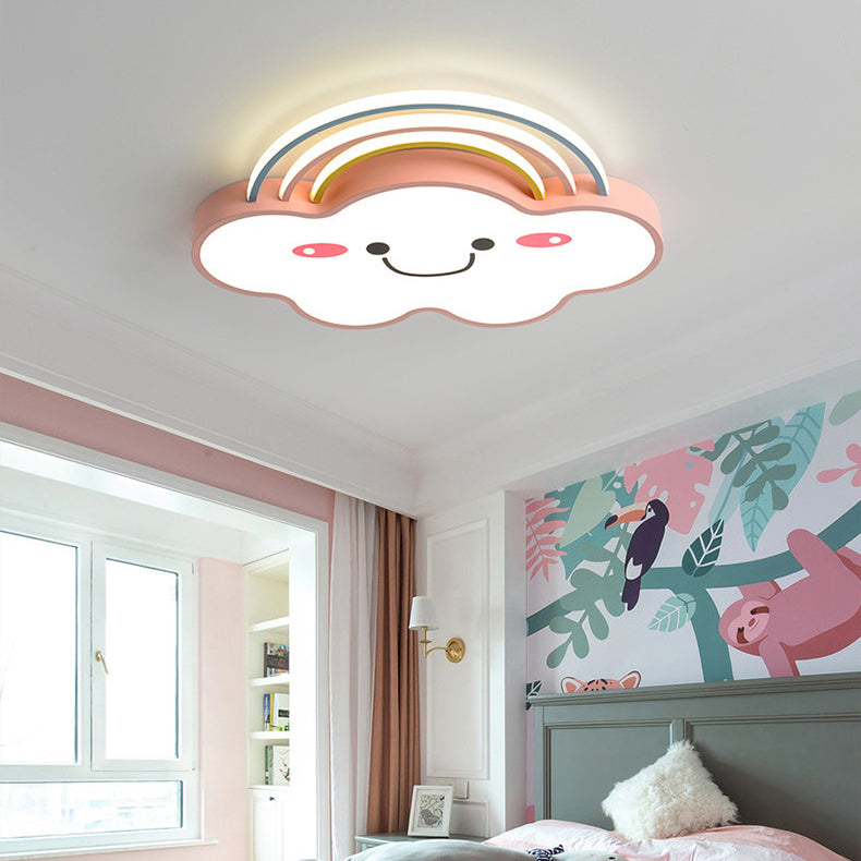 Contemporary Creative Rainbow Cloud Acrylic Shade LED Flush Mount Ceiling Light For Bedroom