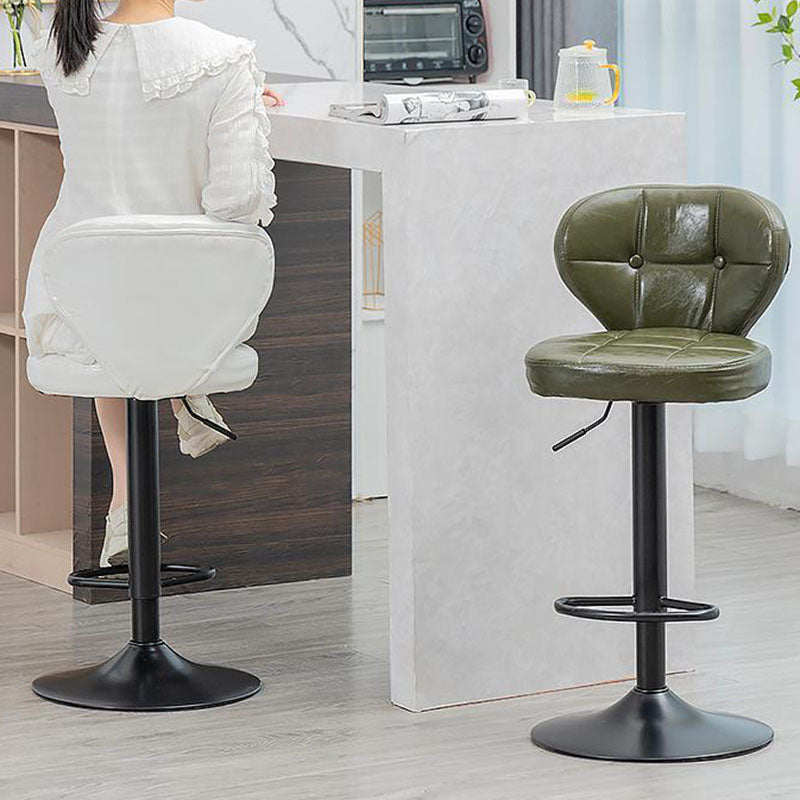 Modern Minimalist Square Leather Metal Bar Stool Backrest Armless For Dining Room