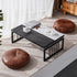 Traditional Japanese Rectangle Sintered Stone Top Metal Frame Coffee Table For Living Room