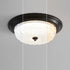 Contemporary Nordic Round Strip Crystal Glass Copper LED Flush Mount Ceiling Light For Bedroom