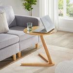 Contemporary Nordic Round Triangle Base Wood Coffee Table For Living Room