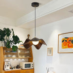 Contemporary Scandinavian Floral Lotus Leaf Resin Iron 1-Light Pendant Light For Living Room