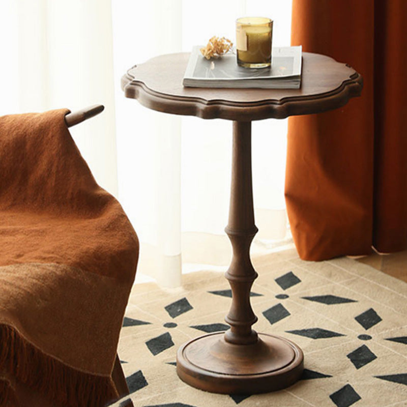 Traditional Vintage Round Lace Wood Coffee Table For Living Room