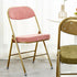 Traditional Vintage Square Velvet Stainless Steel Foldable Dining Chair Backrest For Dining Room
