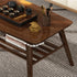 Modern Minimalist Rectangular Wood Coffee Table 2-Tier For Living Room