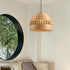 Traditional Chinese Round Dome Bamboo Weaving Hollow 1-Light Pendant Light For Living Room