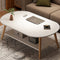 Modern Minimalist Round Rectangle Solid Wood End Table 2-Tier For Living Room