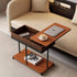 Modern Minimalist Removable Rectangular Iron Leather Solid Wood End Table 1-Storage For Living Room