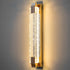 Contemporary Luxury Dazzling Rectangular Bubble Textured Crystal Shade Stainless Steel LED Wall Sconce Lamp For Living Room