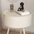 Modern Minimalist Round Tabletop Iron Nightstand 1-Storage For Bedroom