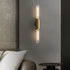 Contemporary Nordic Brass Glass Strip 2-Light Wall Sconce Lamp For Living Room