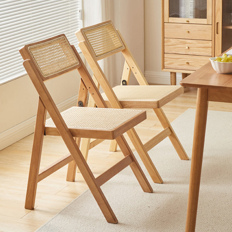 Traditional Vintage Square Rattan Rubberwood Dining Chair Backrest For Dining Room