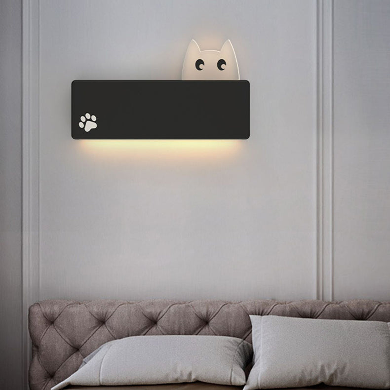 Modern Simplicity Cartoon Animal Cat Rectangular Iron LED Wall Sconce Lamp For Living Room