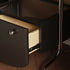 Modern Minimalist Oval Rectangle Faux Panel Glass Stainless Steel Nightstand 1-Drawer For Bedroom