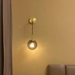 Contemporary Vintage Round Ball Cylinder Flower Brass Glass 1-Light Wall Sconce Lamp For Living Room