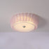 Contemporary Nordic Iron Acrylic Round Pleat Lace LED Flush Mount Ceiling Light For Bedroom