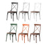 Contemporary Industrial Leather Wood Iron Square X Shape Back Dining Chair & Table Set For Dining Room