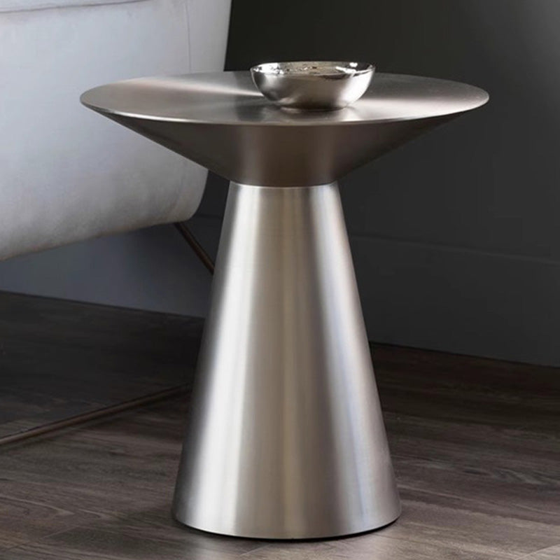 Contemporary Luxury Geometric Round Brushed Stainless Steel Coffee Table For Living Room