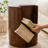 Contemporary Creative Wood Stump Cylinder Resin End Table Storage For Study