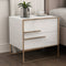 Modern Simplicity Cubic Solid Wood Stainless Steel Frame Nightstand 2-Drawer For Bedroom